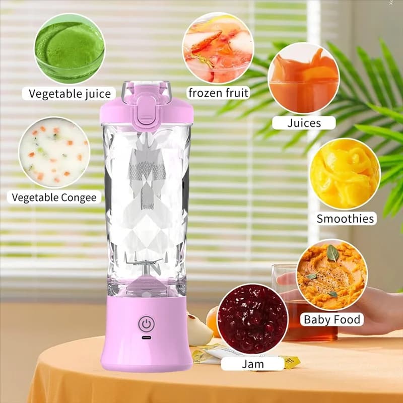 CKFAM-Portable blender, 600 ml personal juicer, mini rechargeable, compact and leak-proof juice machine