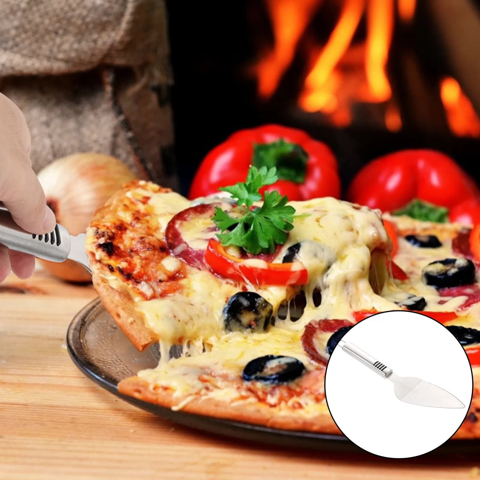 Set di 4 Paletta per Trasferimento Torte in Acciaio Inox, Pala per Pizza, Set di Pale da Forno con Manico Ergonomico Antiscivolo per Dessert, Formaggio, Pane