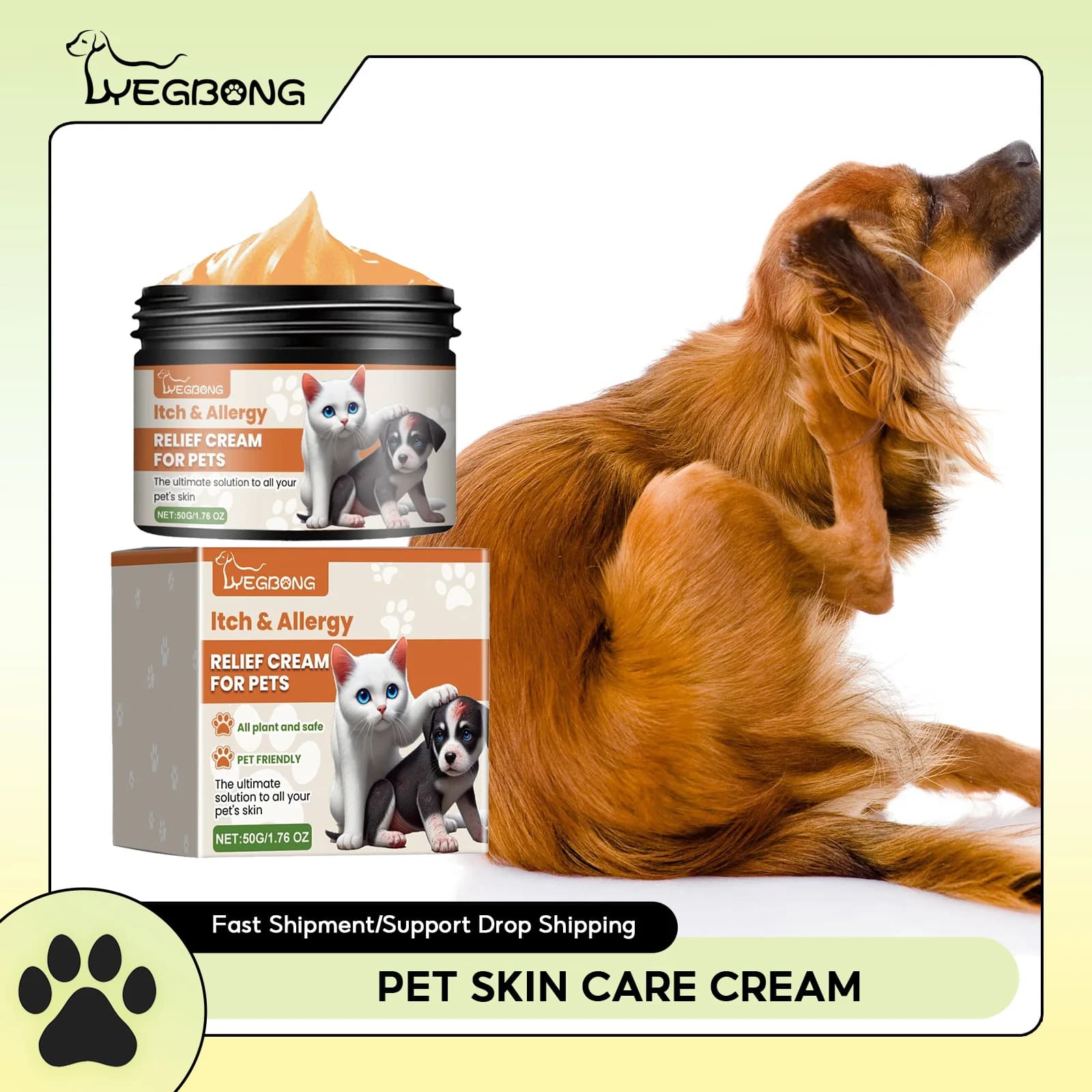 Yegbong Crema per la cura della pelle degli animali domestici Rimozione delicata delle verruche per il sollievo dal prurito Migliora il trattamento della pelle della tocca Crema sana per animali domestici con erba gatta