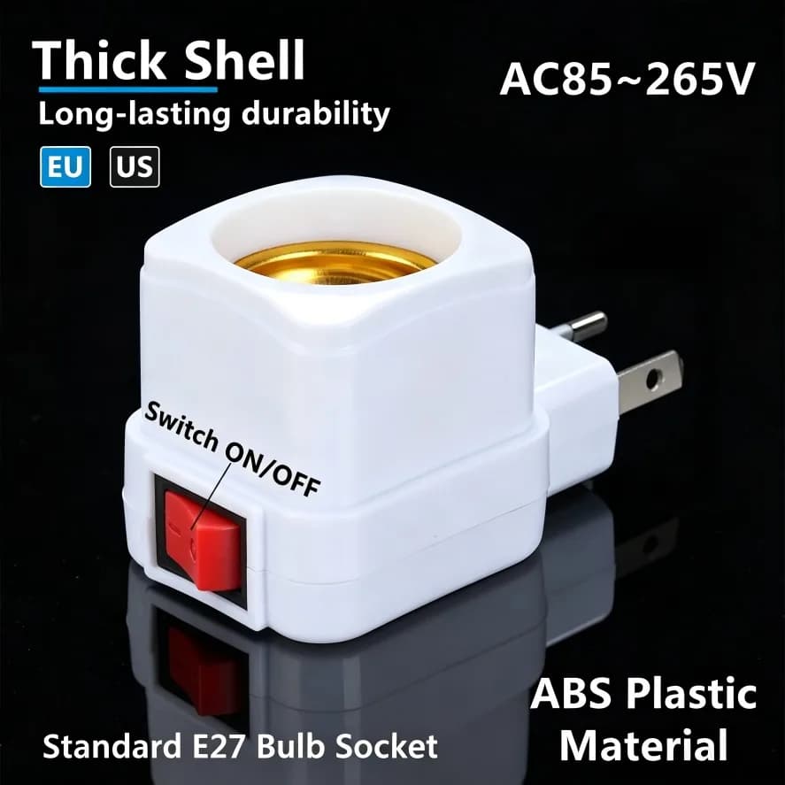 1~2PCS E27 LED Light Bulb Socket Base Holder with ON/OFF Switch EU/US/AU Plug Adapter Switch Lighting Accessories Bulb Adapter