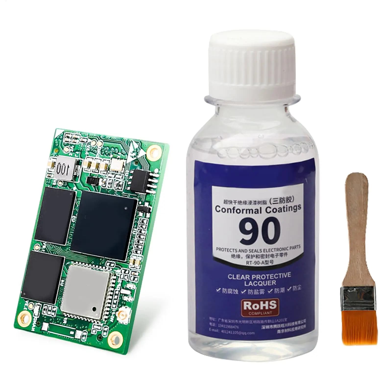 Rivestimento Elettronico Impermeabile Trasparente da 100ML, Protezione Anti-umidità, Colla per Riparazione Schede Elettroniche con Pennello