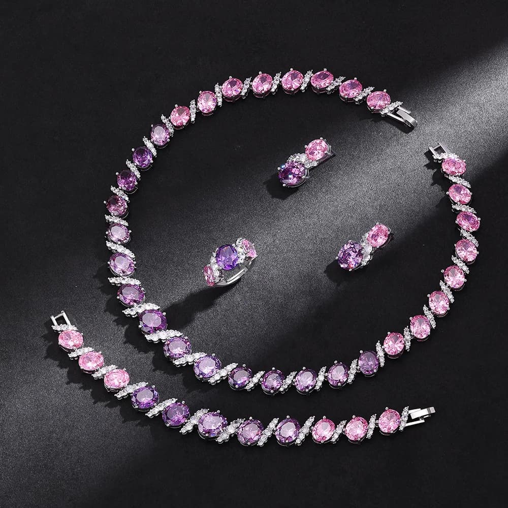 Elegant Luxury Zircon Jewelry Set for Cross-border Bestsellers, Perfect for Weddings, Banquets, and Parties