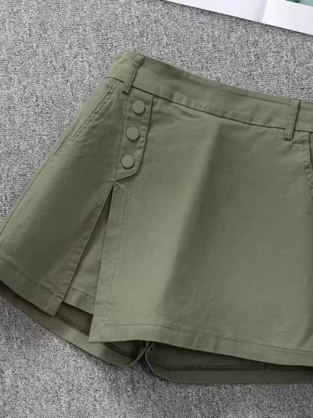 Completo due pezzi da donna: pantaloncini casual a vita alta con elastico e gonna pantalone a gamba larga, nuovo stile primavera autunno, stile pendolare