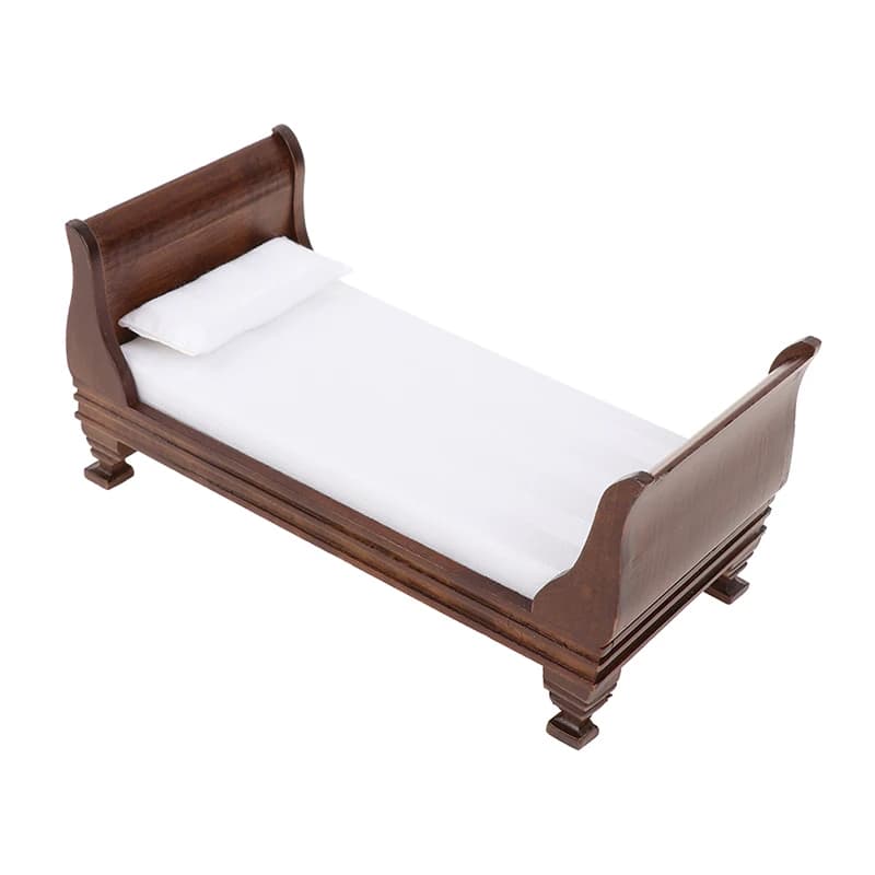 1 pz 1:12 casa delle bambole in miniatura mobili in legno letto singolo accessori per casa delle bambole
