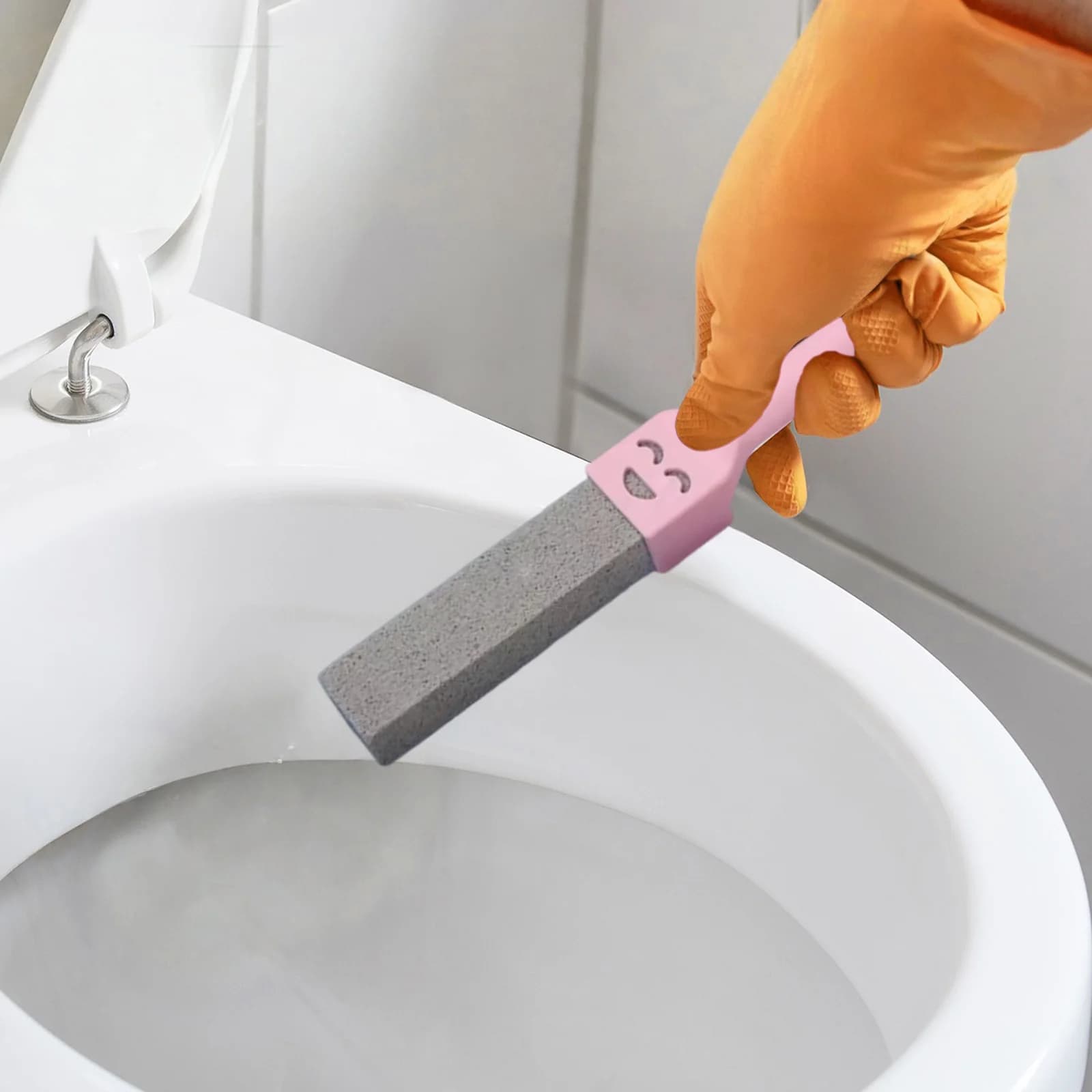 1 Pack Pumice Stone Toilet Brush with Long Handle Limescale Rust Stain Dirt Remover Brush for Cleaning Toilet Bathroom