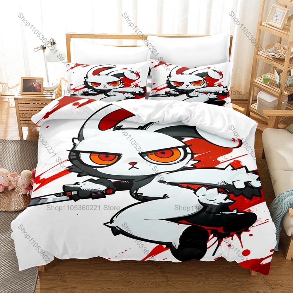 Cool Cool Monochrome Abstract Dark Bunny Horror Sketch 3Pcs Bedding Set Duvet Cover & Pillowcases Neutral Gothic Home Textile