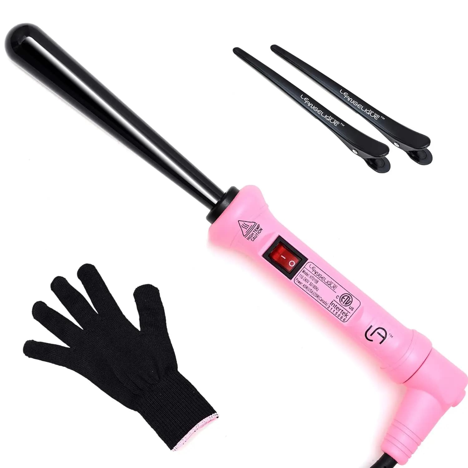 Hair curler with Faceted Toe for Unique Ricci - Ceramic Iron 1/2 to 1 Inch with Glove and Clip | 430F Heat | Double Voltage