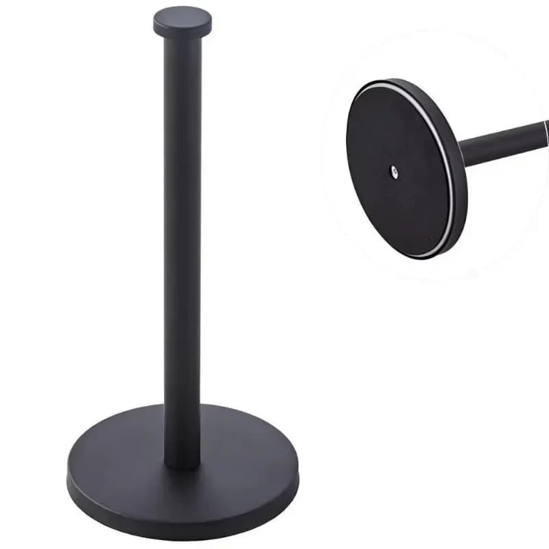Ciondolo per hardware da bagno Porta asciugamani da cucina in piedi nero Porta carta igienica da pavimento per uso domestico in acciaio inossidabile
