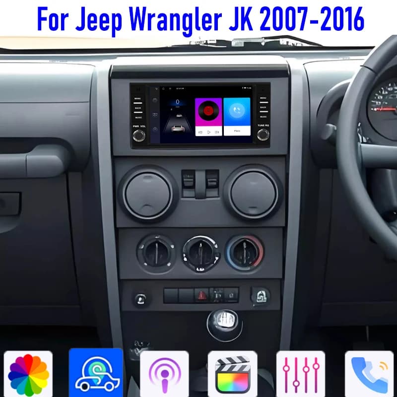 GPS 7 "Per Jeep Wrangler JK 2007-2016 Carplay Android 13 Auto Car Stereo Radio Controllo Volante Senza Fili 4-64GB Navi WIFI