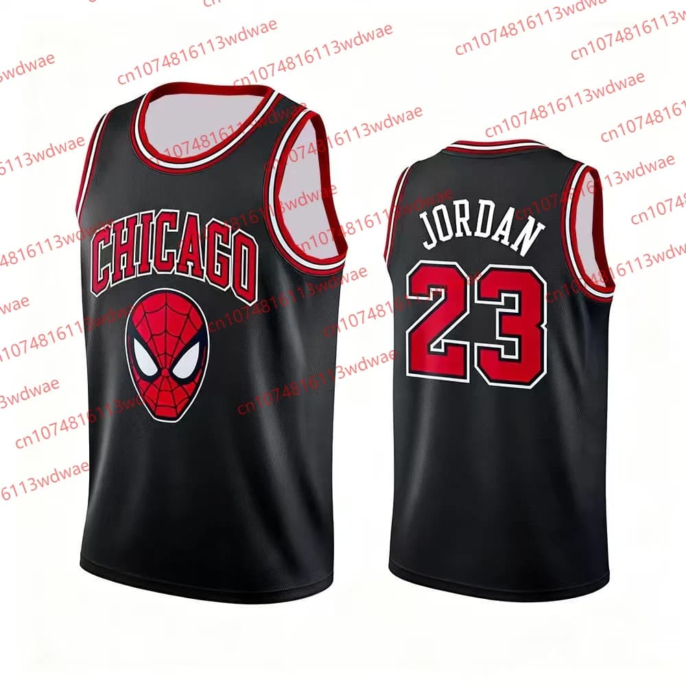 Maglia da basket classica Chicago 2026 ad asciugatura rapida Marvel Michael Jordan 23, edizione speciale Spider-Man