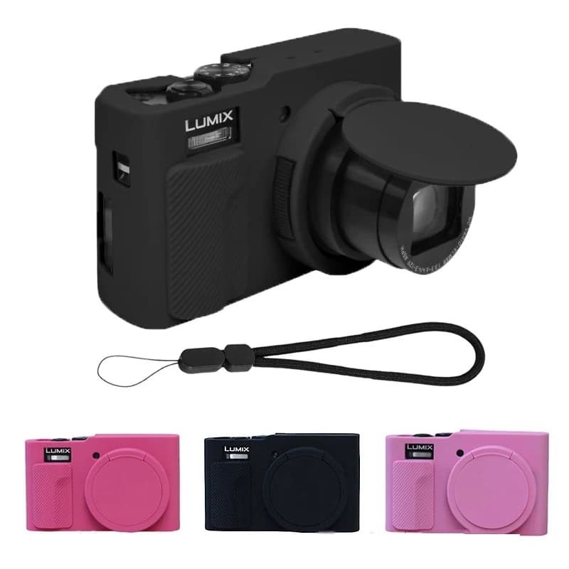 Silicone Camera Case Panasonic Lumix TZ99 ZS99, soft rubber protective cover with lens cover and hand strap