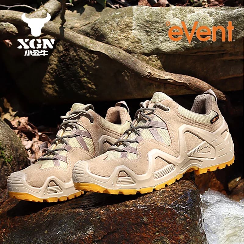 XGN EVENT Scarpe da trekking impermeabili Uomo Scarpe da ginnastica traspiranti in pelle bovina mountian Stivali da caccia Scarponi da trekking tattici da combattimento nel deserto