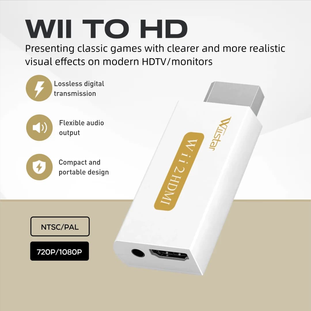 Convertitore Wiistar Wii a HDMI Adattatore Wii2HDMI Uscita audio 1080P + 3,5 mm