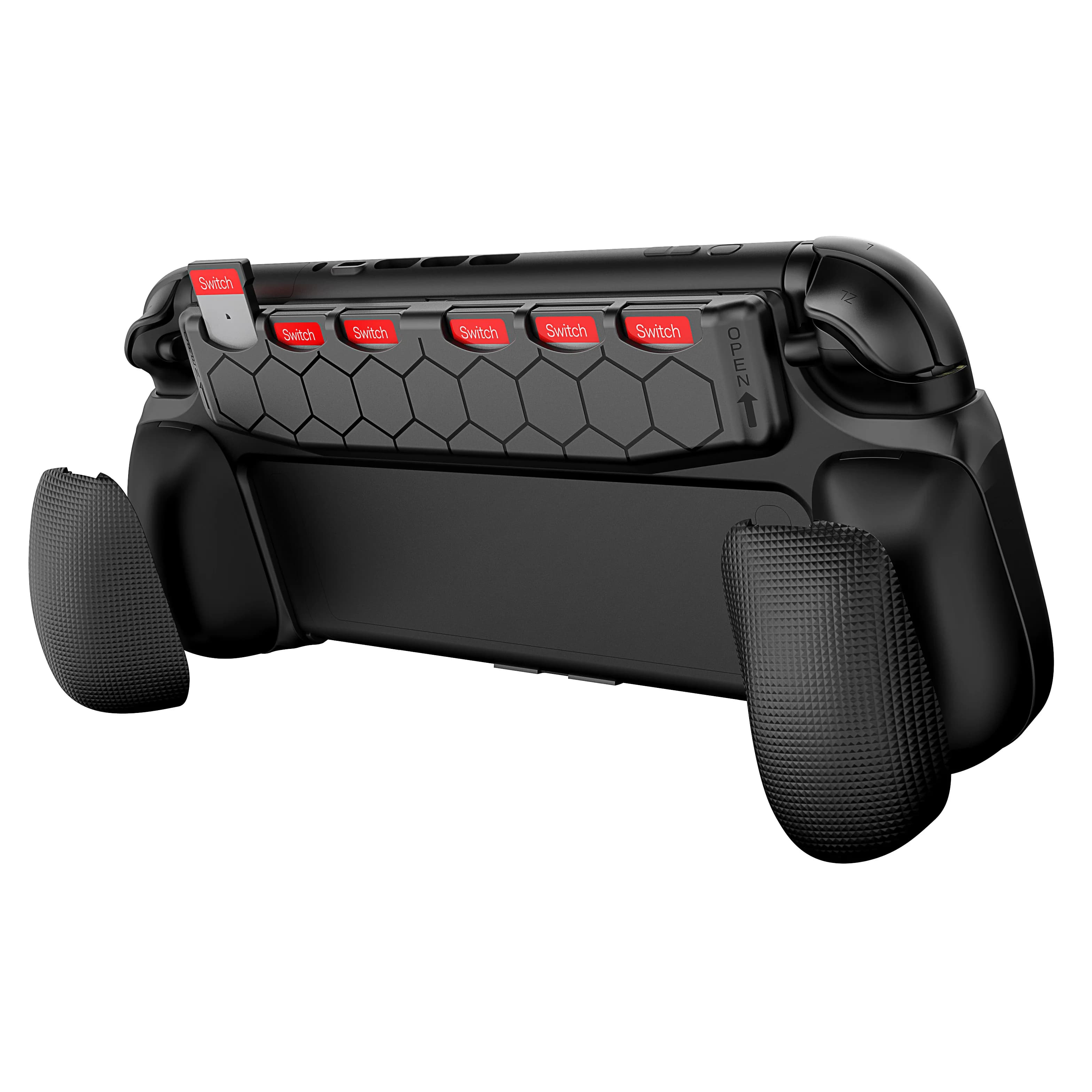 Impugnatura in TPU STK-S2B02 per console Switch 2 con design ergonomico, custodia per carte di gioco e 2 cuscinetti extra