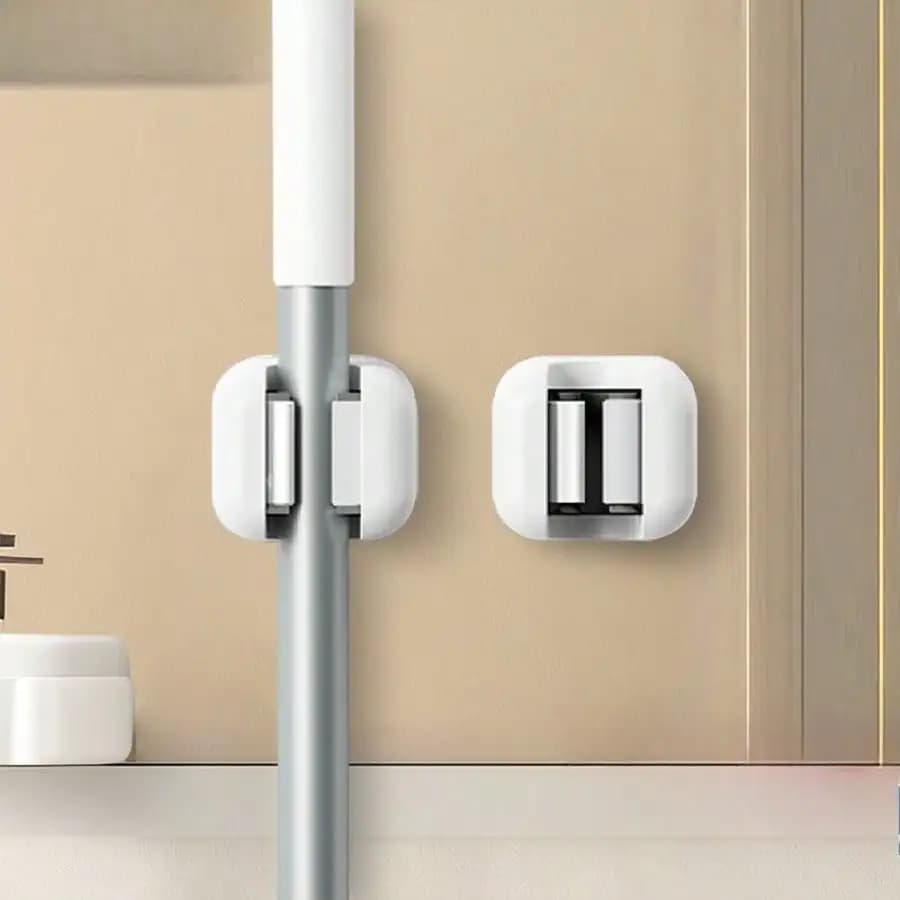Upgraded Non-Punching Mop Clip Suction Cup Mop Rack Wall Hanging Clip Mop Hook Broom Rack Mop Rack Storage Buckle