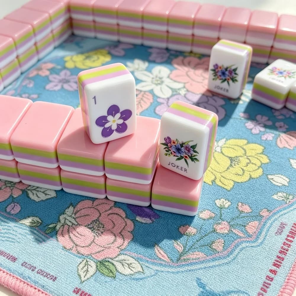 US Stock 4-Layer Acrylic Pink Mahjong Game Tiles Luxury Engraved American Mahjong Set Travel Mah Jongg Sets for Adult Board Game