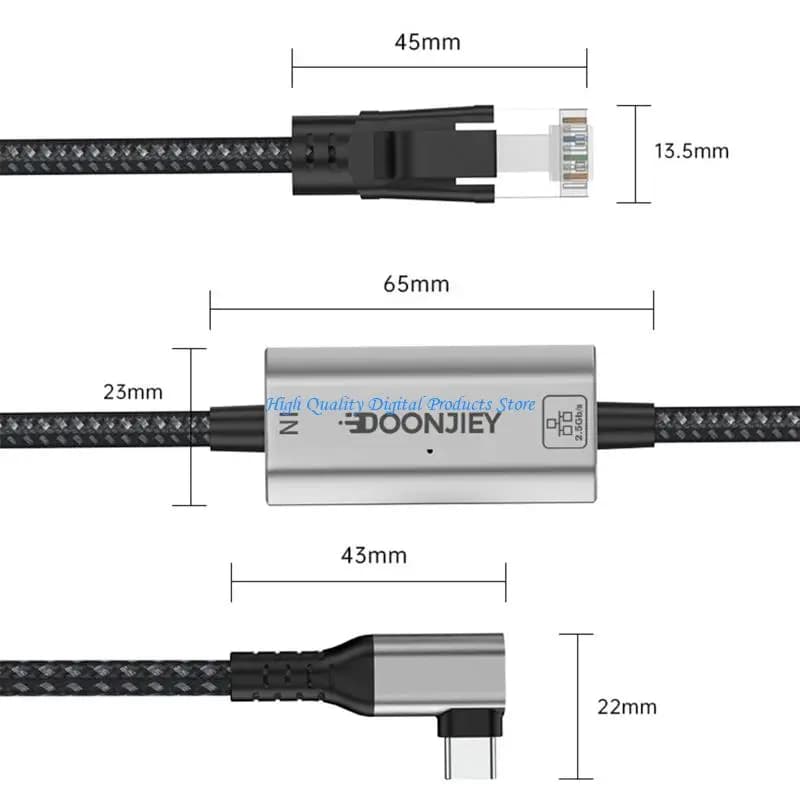 U2JE USB C To RJ45 Ethernet Networking Cable 2.5Gbps Fast Data Transfer For Office Home