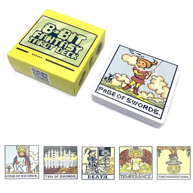 Mazzo di tarocchi fantasy a 8 bit, profezia, divinazione, festa in famiglia, gioco di predizione del futuro, carta per principianti