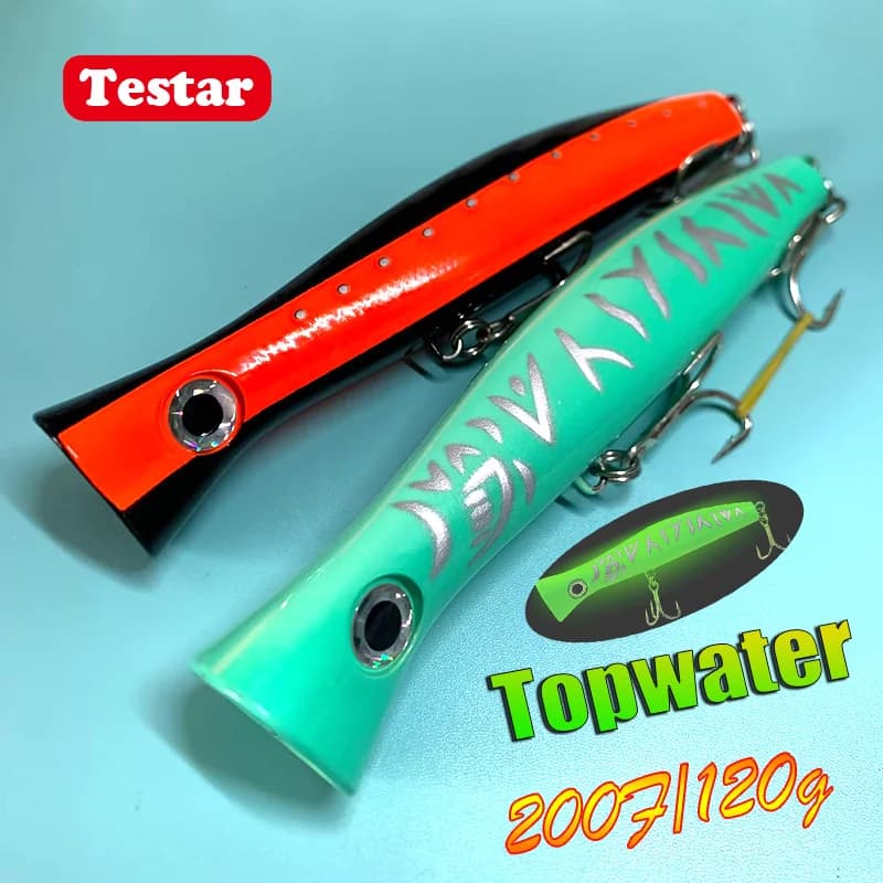 Testar Big Game Trolling Popper 200mm 120g Pesca in barca Topwater Stickbait Esca da pesca Superficie Esca dura per tonno GT Pesca