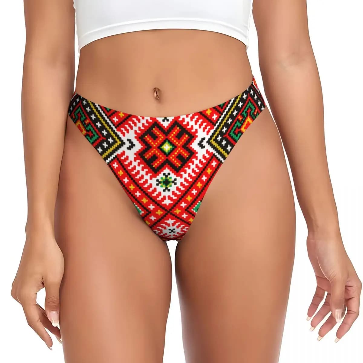 Biancheria intima da donna personalizzata con ricamo tradizionale ucraino perizoma femminile traspirante Vyshyvanka
