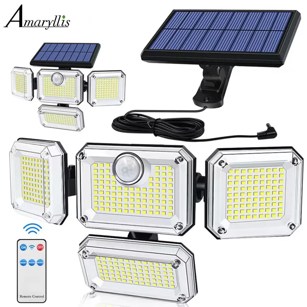 20w luce solare 122/333led IP65 lampada da giardino solare per interni impermeabile con testa regolabile ampio angolo di illuminazione con 3 modalità