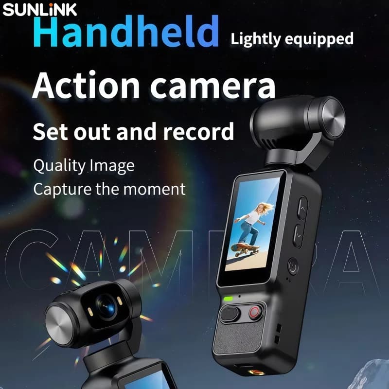 Videocamera portatile 4K HD con stabilizzatore gimbal, ideale per vlog e viaggi