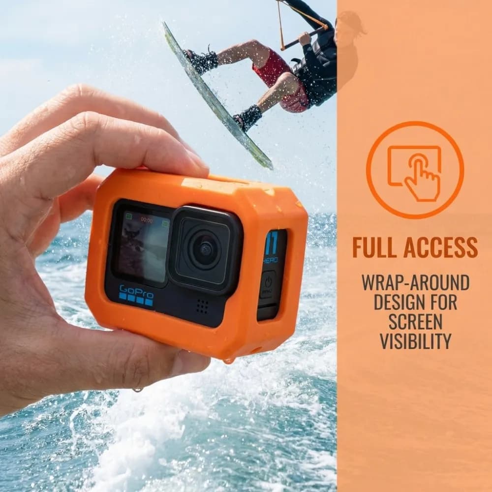 Custodia Galleggiante Arancione Leggera con Vite Lunga per Fotocamera, Gabbia Protettiva per GoPro Hero Mini 11 Action Camera