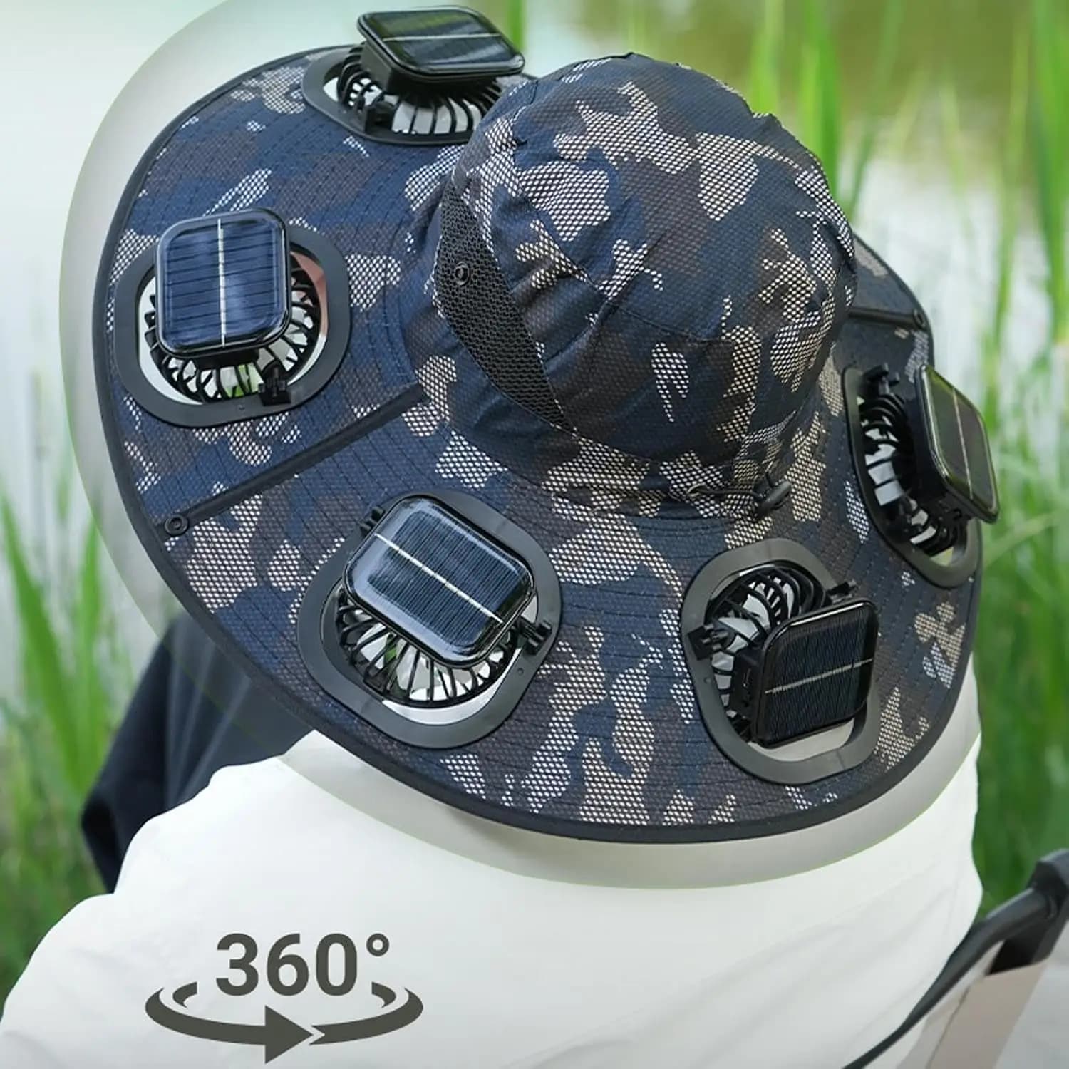 Summer 6 Fans Solar Fan Hat Breathable UV Protection Wide Brim Sun Cap Fan Visor Cap For Men Outdoor Hiking Camping Fishing Hot