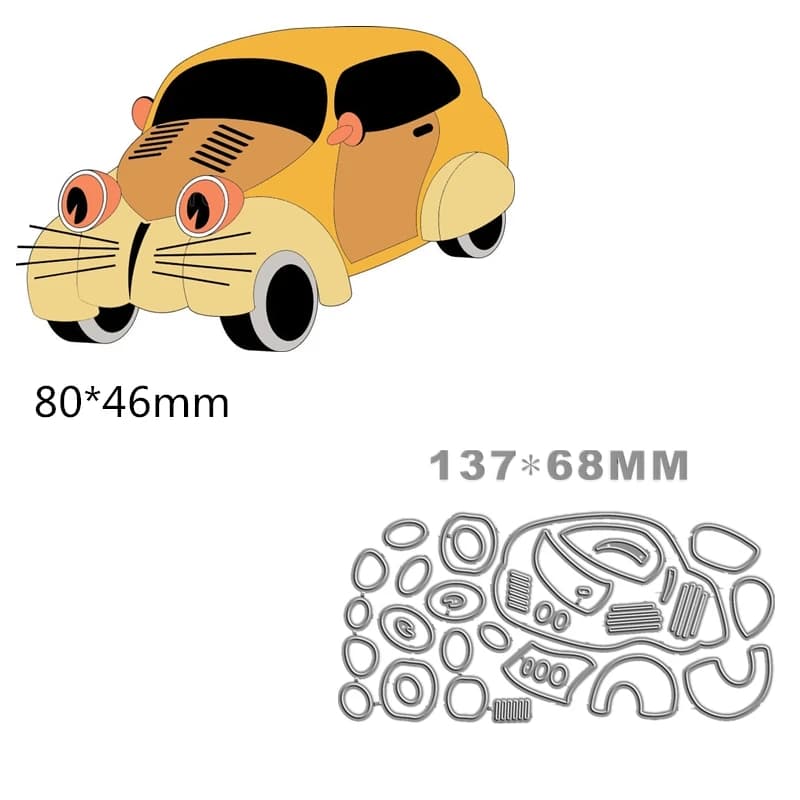 New Cartoon Cat Car Metal Cutting Dies Kid Children Birthday happy Animals Card Craft No Christmas Stamp Halloween Scrapbooking