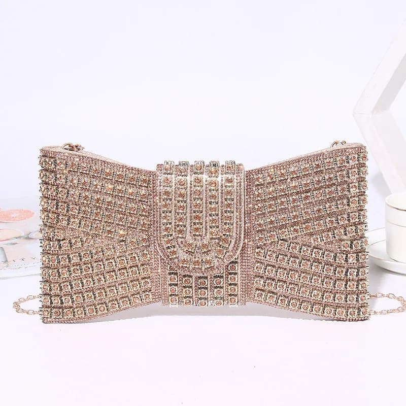 Rhinestone Glitter Clutch Purse Bow Luxury Diamond Women Evening Clutches Bags Wedding Bridal Bag Stones Handbags Shoulder bag