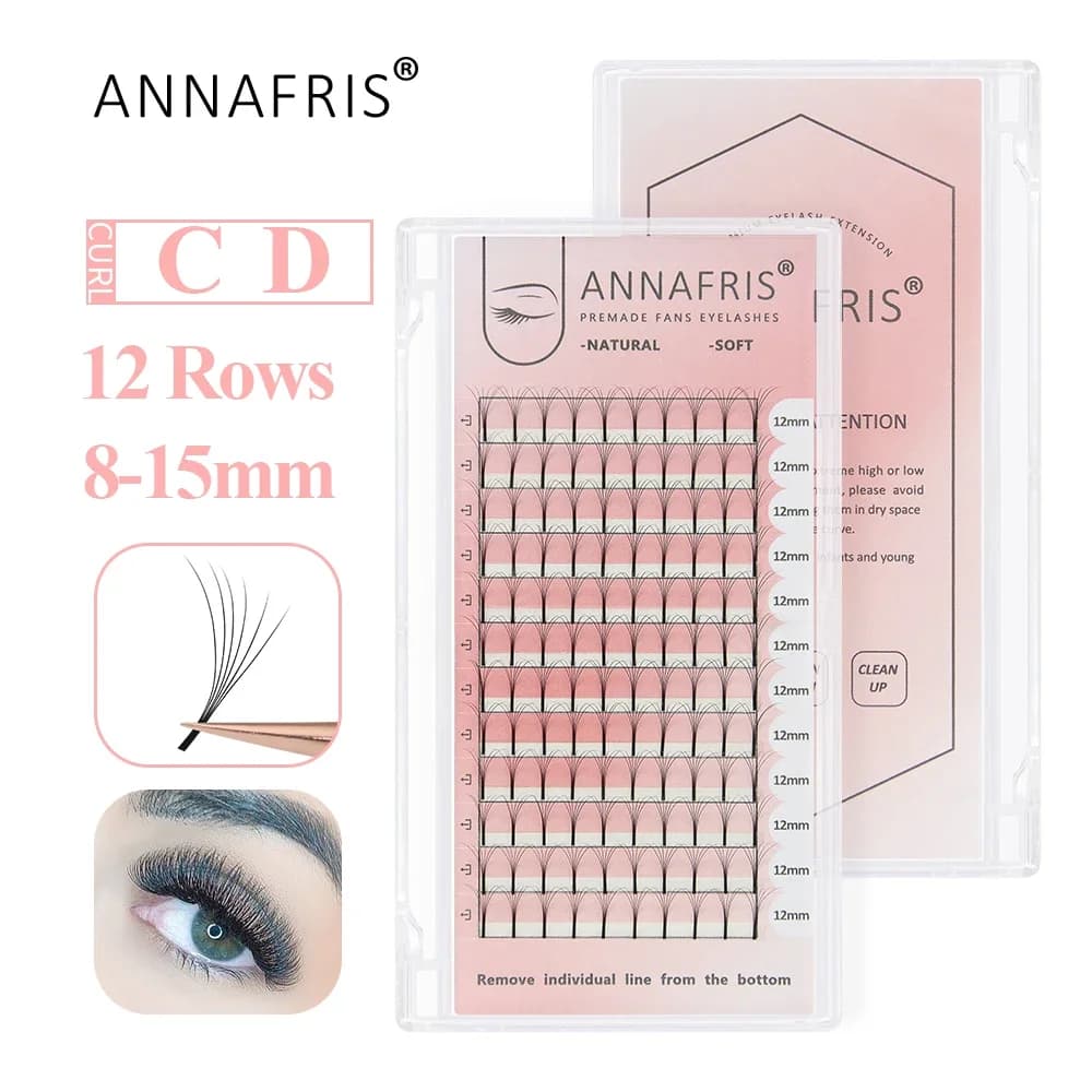 ANNAFRIS Premade Fan Lash Estensioni Steli Lunghi 3d/4d/5d/6d Russo Volume Premium Visone Cluster Ciglia Finte Trucco Cilios