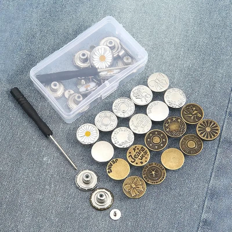 NUOVO Kit di 10/20 Bottoni in Metallo per Jeans con Cacciavite, 17/20mm, Bottoni a Vite Senza Cuciture, Kit di Riparazione Rimovibile
