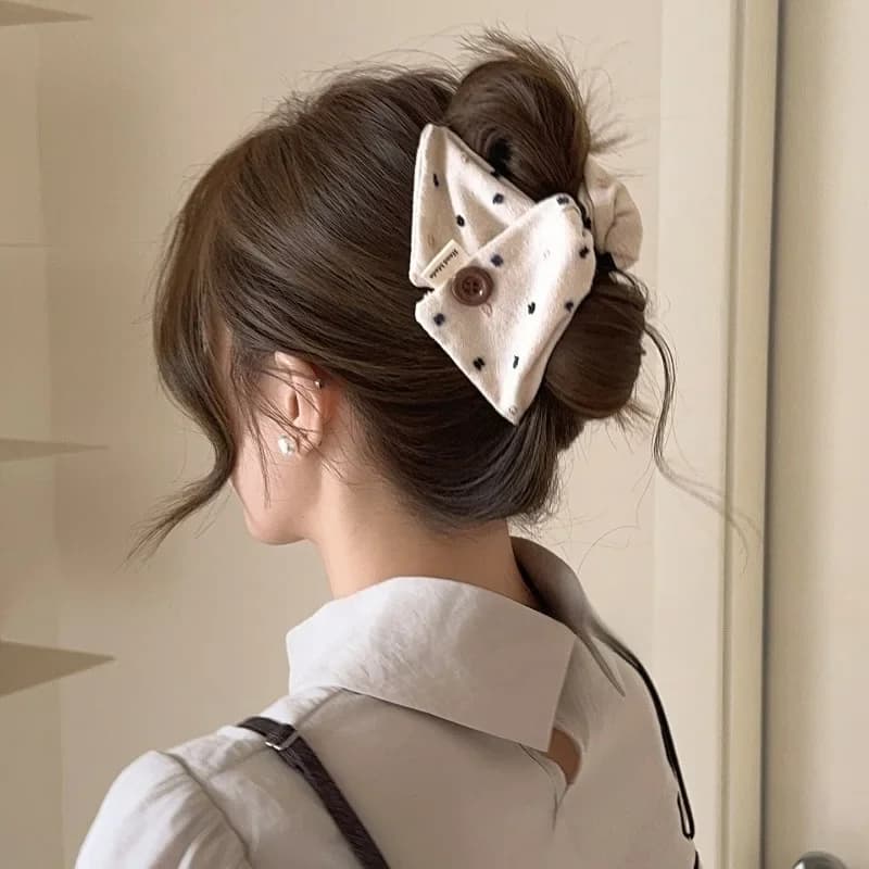 Korean style triangular hair clip with button, lion tail clip, woman's chignon accessory, new hair clamp