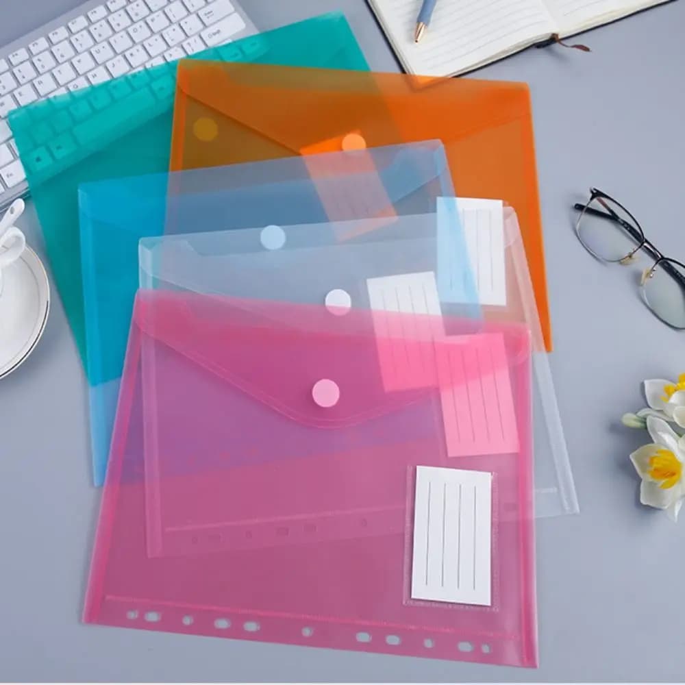 A4 Colorful Transparent File Folders Document Files With Holes For Folder Rings Folder Envelopes For School Office