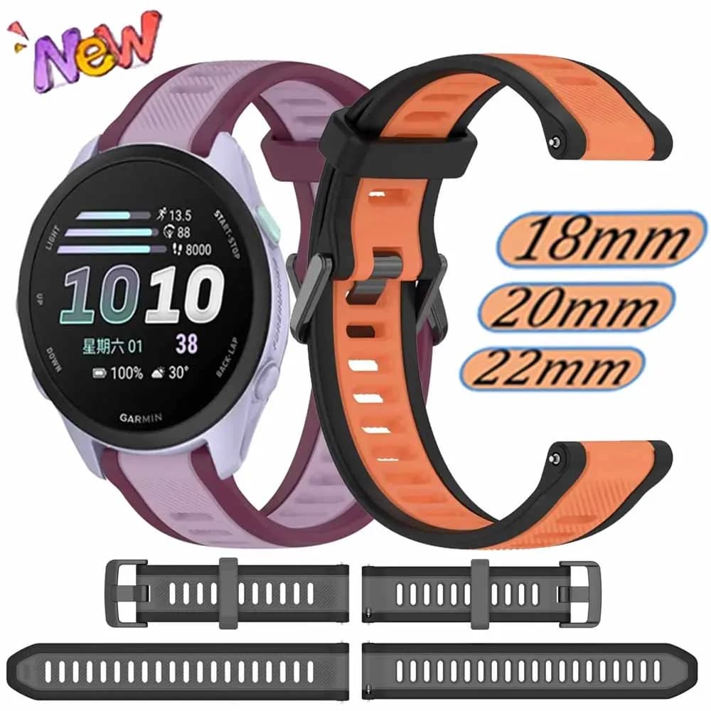 18/20/22mm Official Silicone Strap for Garmin Forerunner 170 70 970 570 42/47mm Breathable Belt for Garmin Active 6/Venu 4 45mm