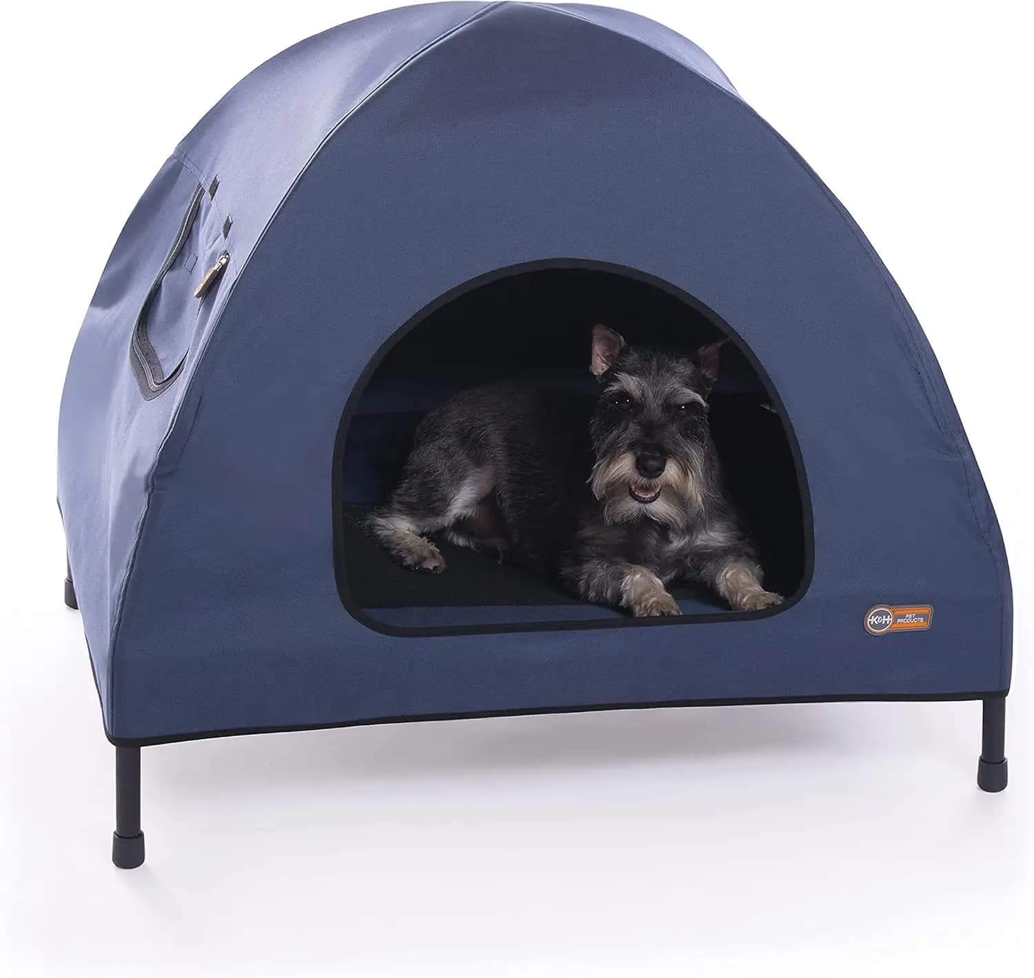 Cuccia da Esterno Rialzata per Cani di Taglia Media, con Tettoia Chiusa, Finestre a Ribalta per il Flusso d'Aria, Rivestimento Lavabile