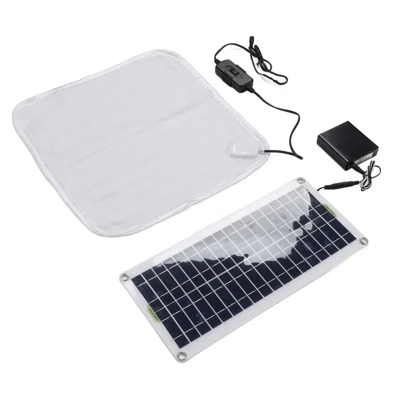 Coperta riscaldante solare Tappetino riscaldato per animali domestici Tappetino riscaldante da 50 W Temperatura regolabile per l'inverno con scatola di accumulo di energia