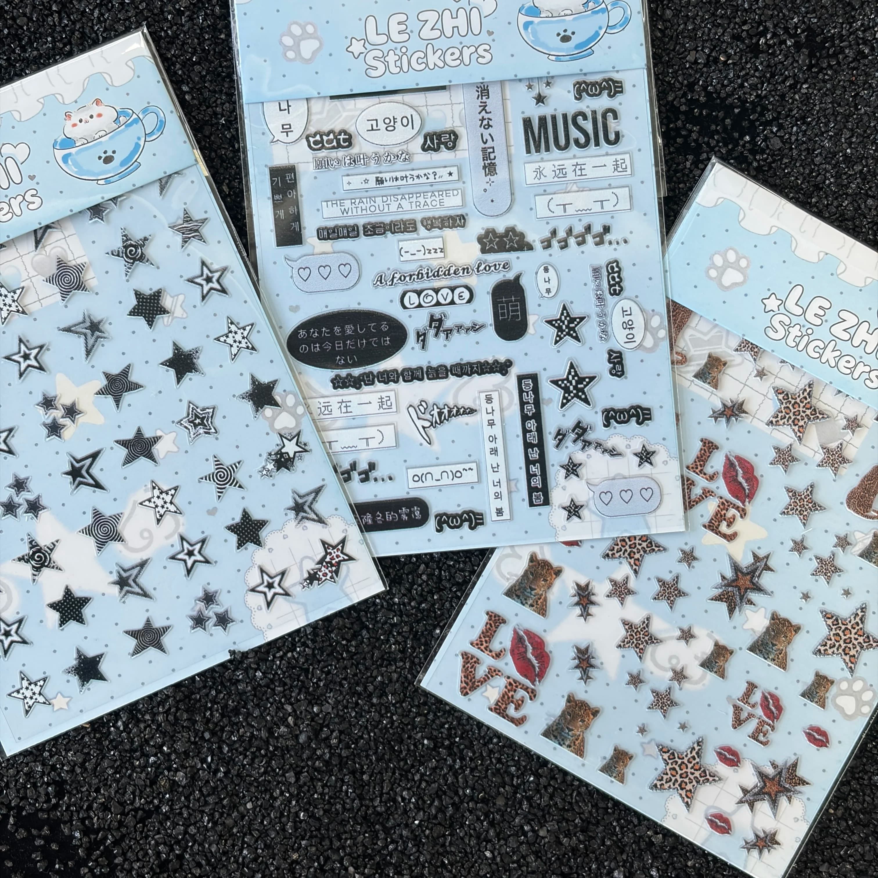 Mini Cute Wings Star Leopard Print Stickers Nail Art Waterproof Diy Phone Case Cup Keyboard Cap Handbook Stickers Friend Gifts