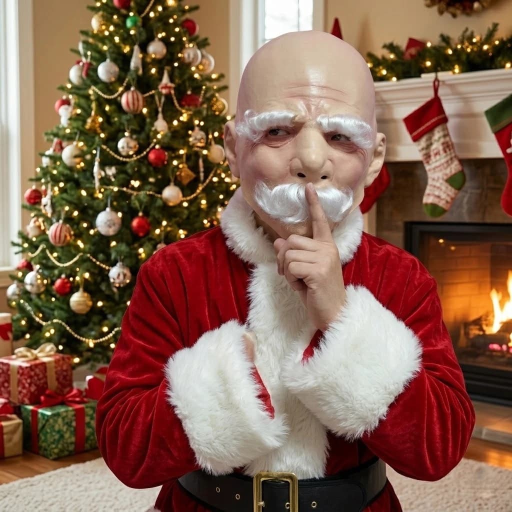 Realistic Santa Claus Mask Latex Full Head White Beard Old Man Face Adult Halloween Christmas Cosplay Party Prop