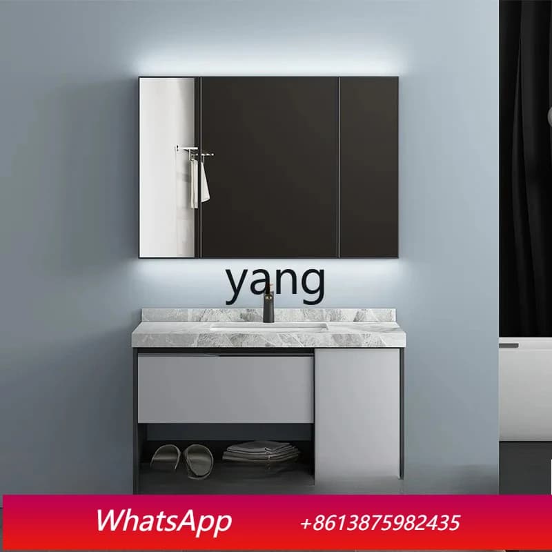 Mobile Bagno in Legno Massello LH con Specchio Integrato - Set Combinato per Bagno e Hotel