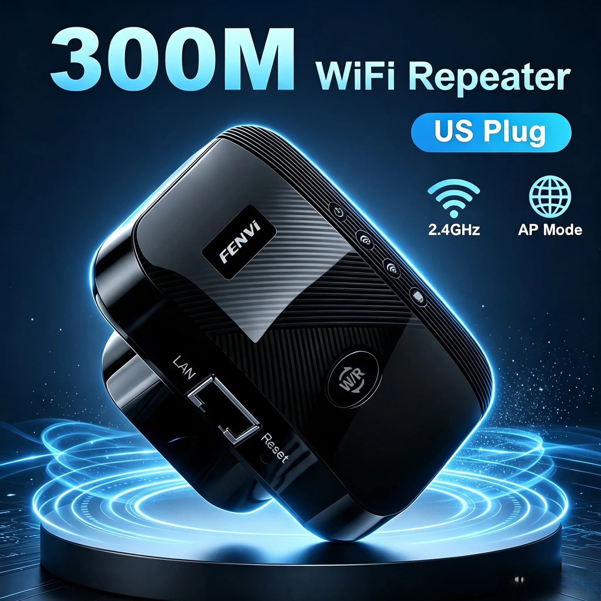 300Mbps Wireless WiFi Repeater 2.4GHz W9533 WiFi Signal Booster Extender 802.11n Network Amplifier with US Plug for Home