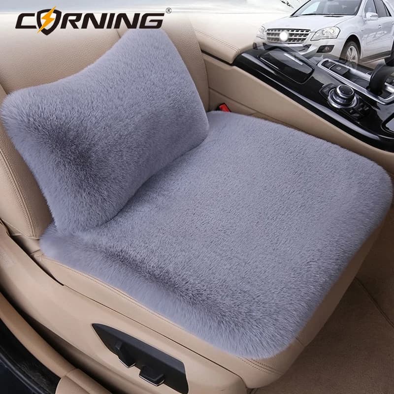 Winter Set 3 Pieces of Auto Covers in Plush, Mirrors, Heavy Duty, Non-slip, Warm, No Back, Universal, Car Seat Covers in Short Film, Full Size S