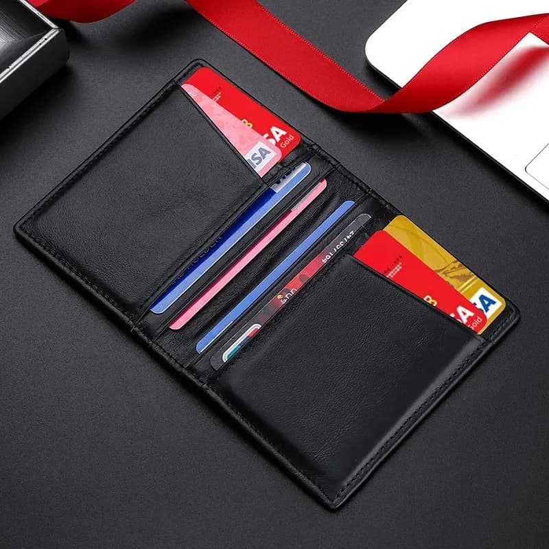 Wholesale Oil Wax Genuine Leather Credit Card Holder RFID Blocking Women ID Bank Card Case Driver's License Wallet For Men Purse