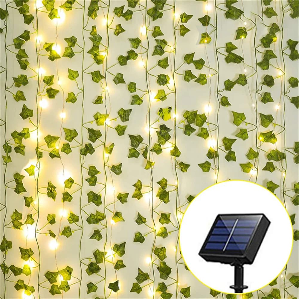 Lucine Luci solari Foglia d'acero Ghirlanda esterna impermeabile 10m 100LED /5M 50 LED Lampada solare Natale per la decorazione del giardino