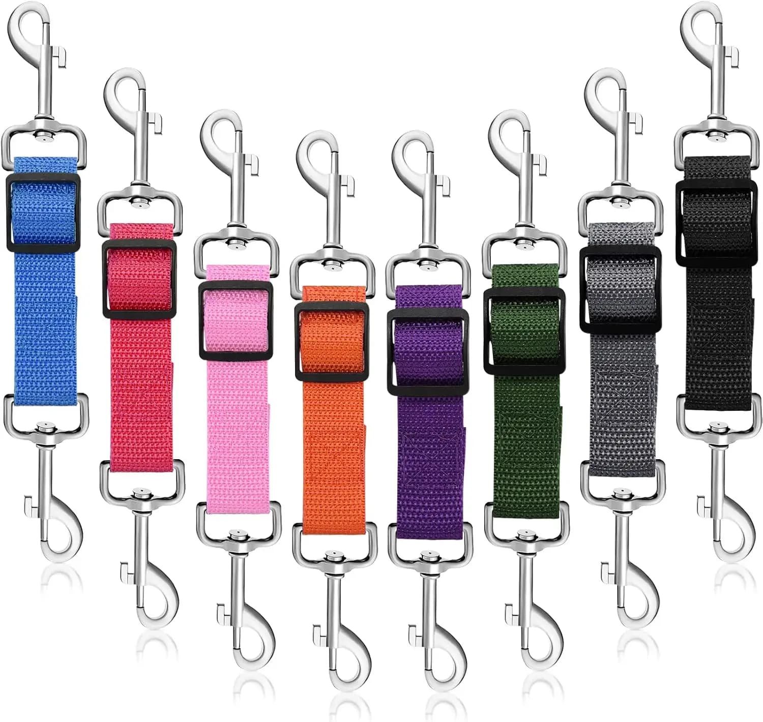 Set di 8 Clip Regolabili in Nylon per Collare Cane, Connettore di Sicurezza per Imbracatura con Colori Vivaci