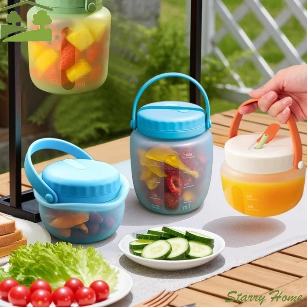 Contenitori in Silicone Ermetici per Alimenti, Grande Apertura, Resistenti al Calore, Pieghevoli, Sigillati, 500/1000/1500ml con Manico