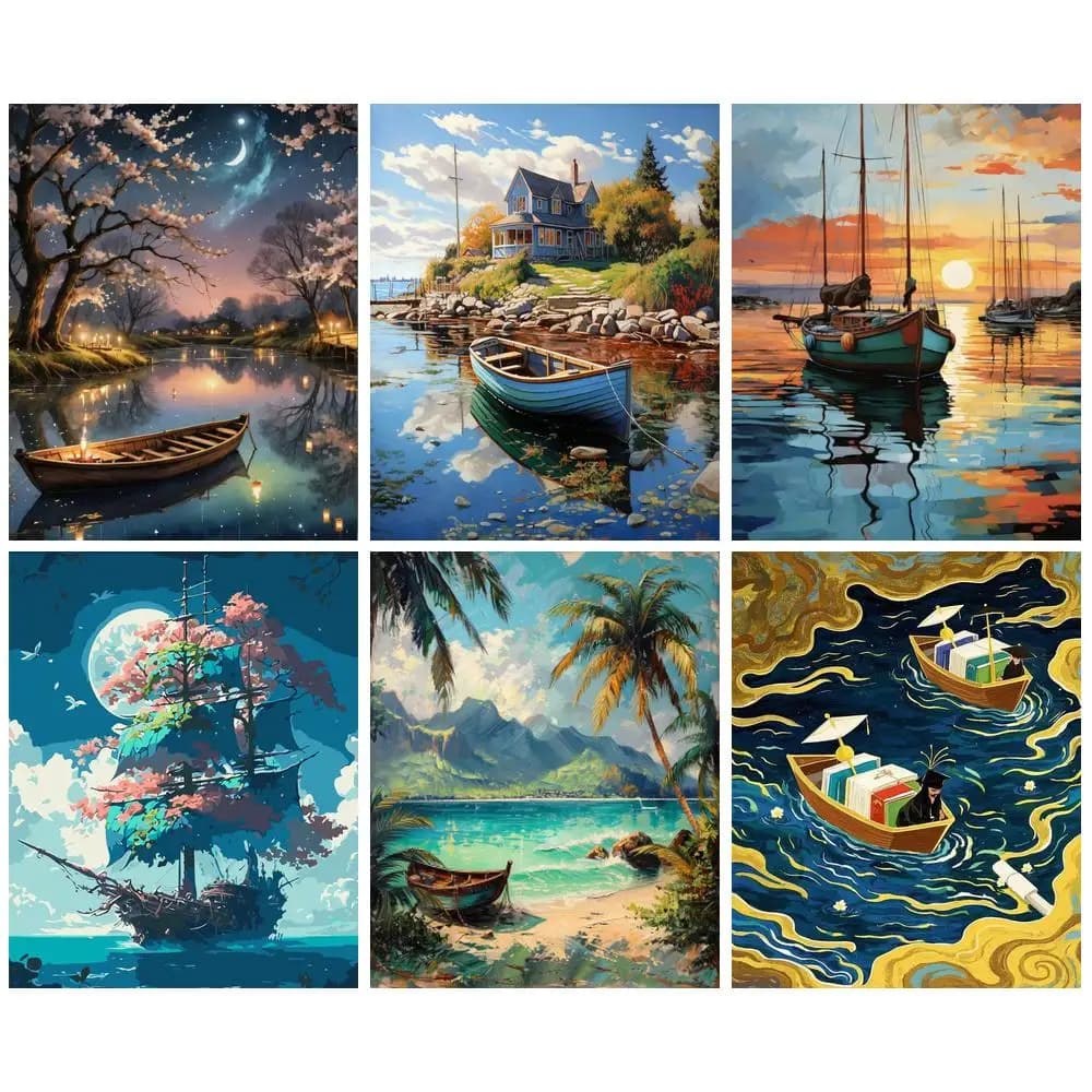 GATYZTORY Paint By Number Night Scenery DIY Oil Painting By Numbers Art Pictures Kits Drawing Canvas HandPainted Gift Home Decor