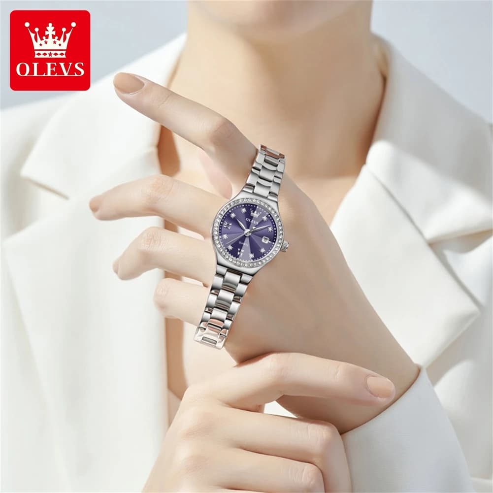 OLEVS 3738 Brand original authentic watch for woman Gift Box British women's watch with steel band and diamonds