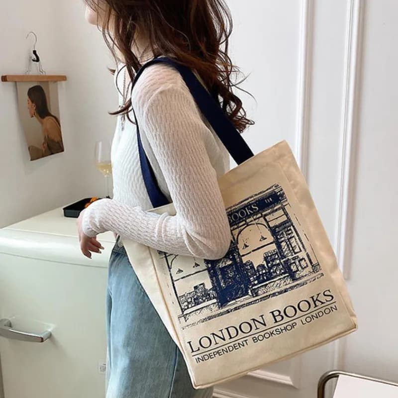 Borse di tela da donna Borsa a tracolla Libri di Londra Stampa Borsa tote casual da donna Borsa da donna Borsa per la spesa Borse da scuola per studenti