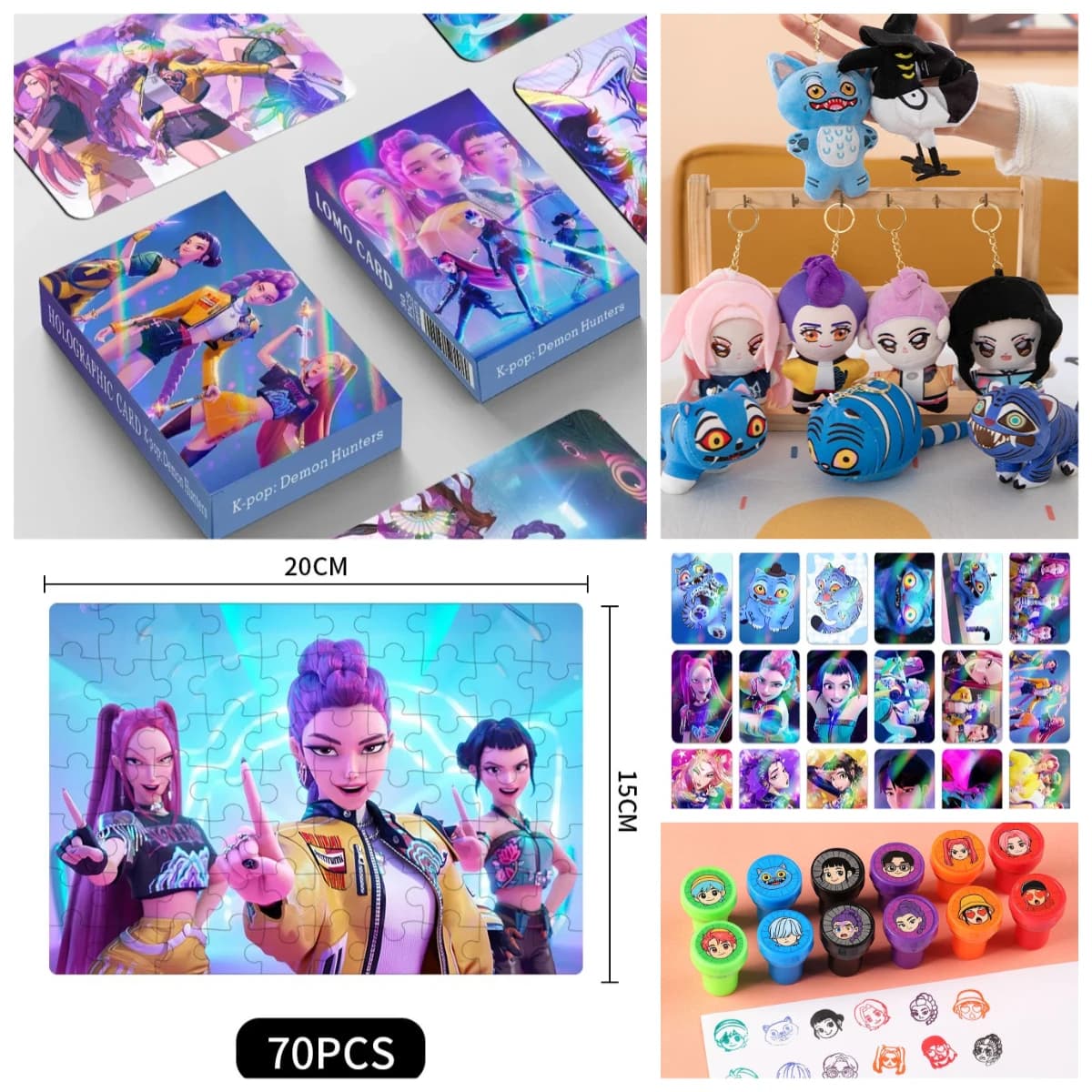 Portachiavi in Peluche a Tema Cartoni Animati e Carte Puzzle, Giocattoli Educativi Carini, Regali Decorativi da Collezione per Bambini e Ragazze per l'Uso Quotidiano